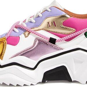 Women's Colorful Platform Sneakers Rubber Outsole Lace-Up Casual Shoes